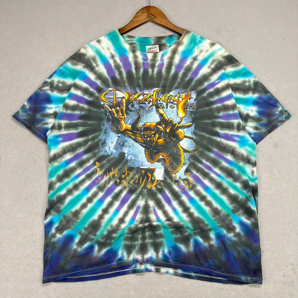 Vintage Ozzy Osbourne T-Shirt‎ XL OzzFest 2002 Tye Dye RARE Metal Rock NuMetal